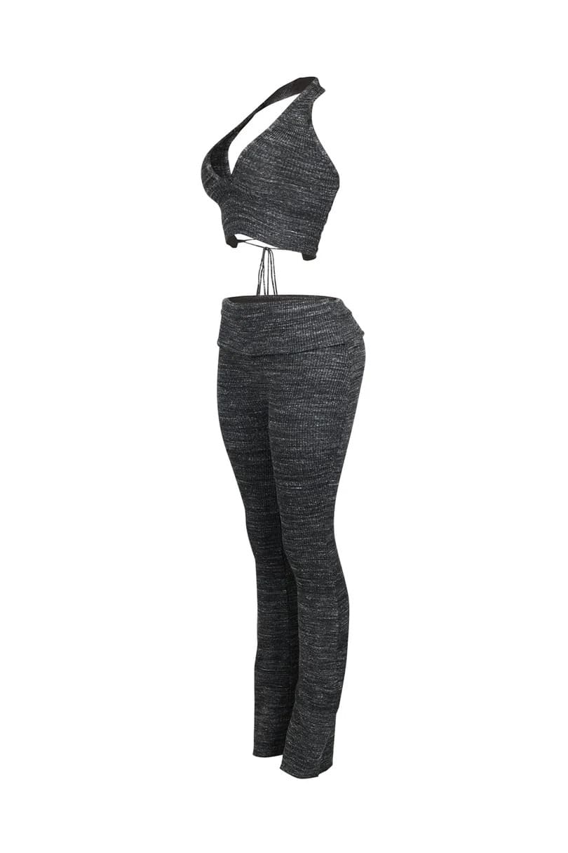Riptide Ribbed Knit Halter Top & Pants Set