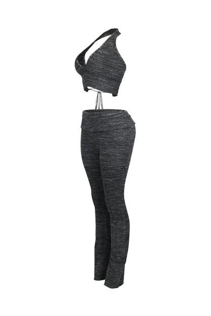 Riptide Ribbed Knit Halter Top & Pants Set