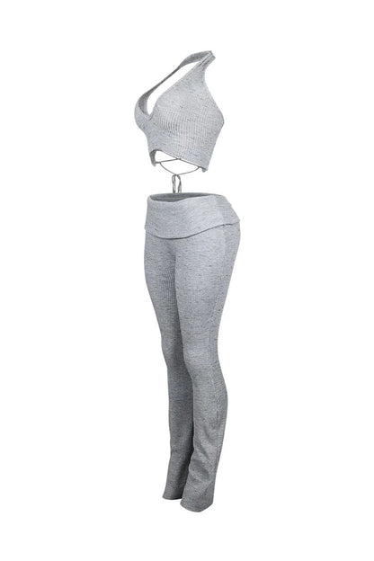 Riptide Ribbed Knit Halter Top & Pants Set