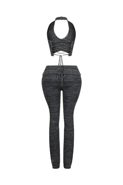 Riptide Ribbed Knit Halter Top & Pants Set
