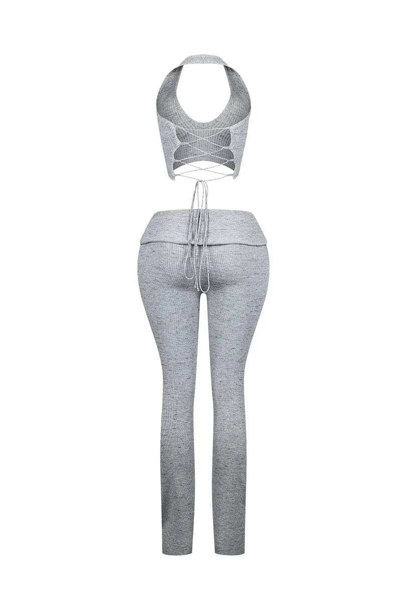 Riptide Ribbed Knit Halter Top & Pants Set