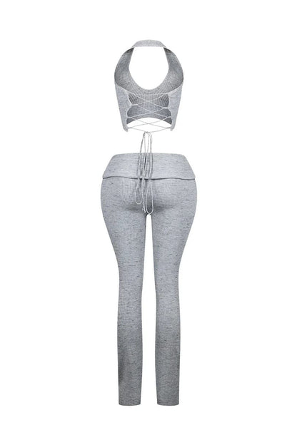 Riptide Ribbed Knit Halter Top & Pants Set
