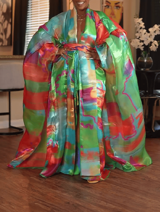 Colorful Oil Painting Silk Two-Piece Set