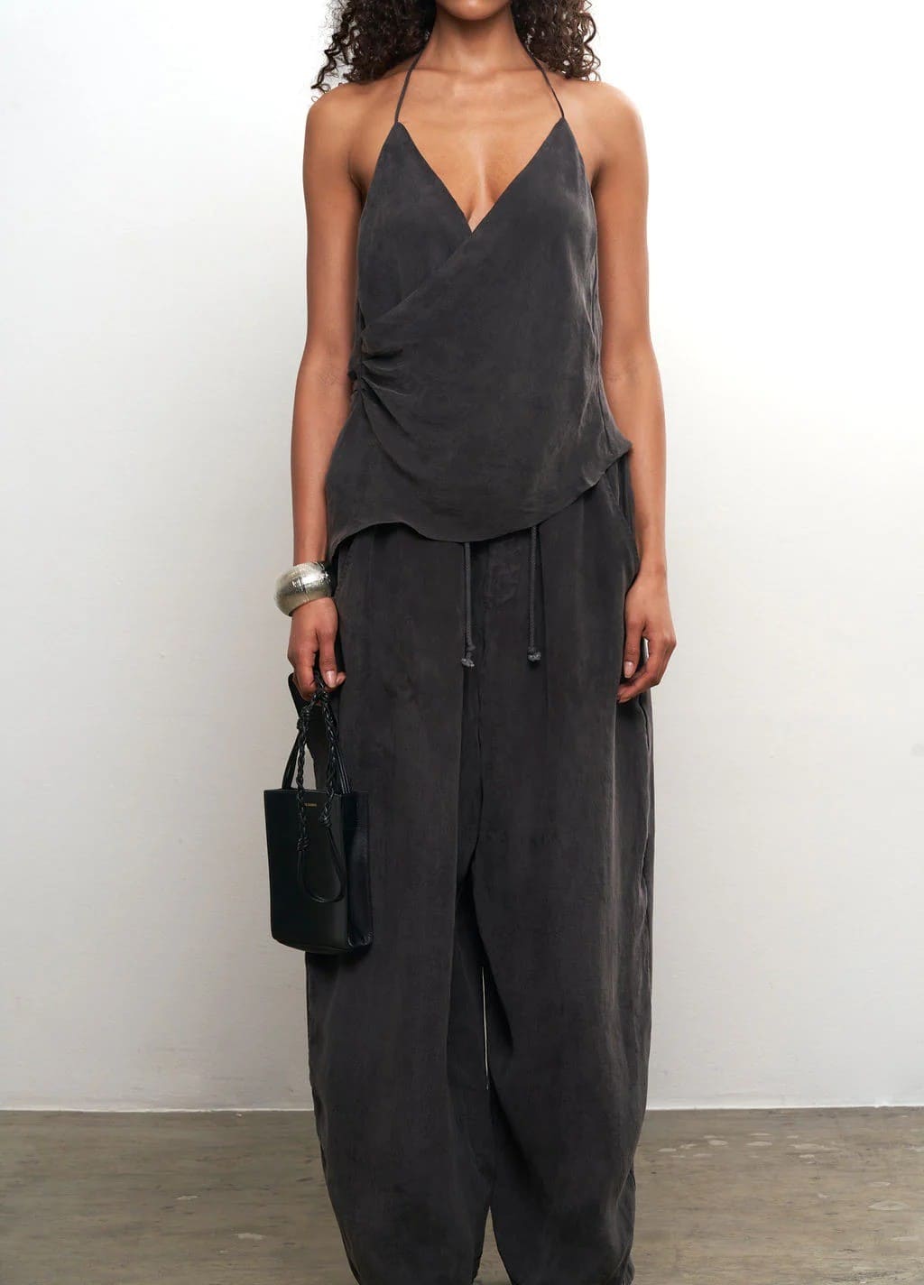 Cupro Draped Set -Top & Wide Leg Pant