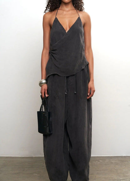 Cupro Draped Set -Top & Wide Leg Pant