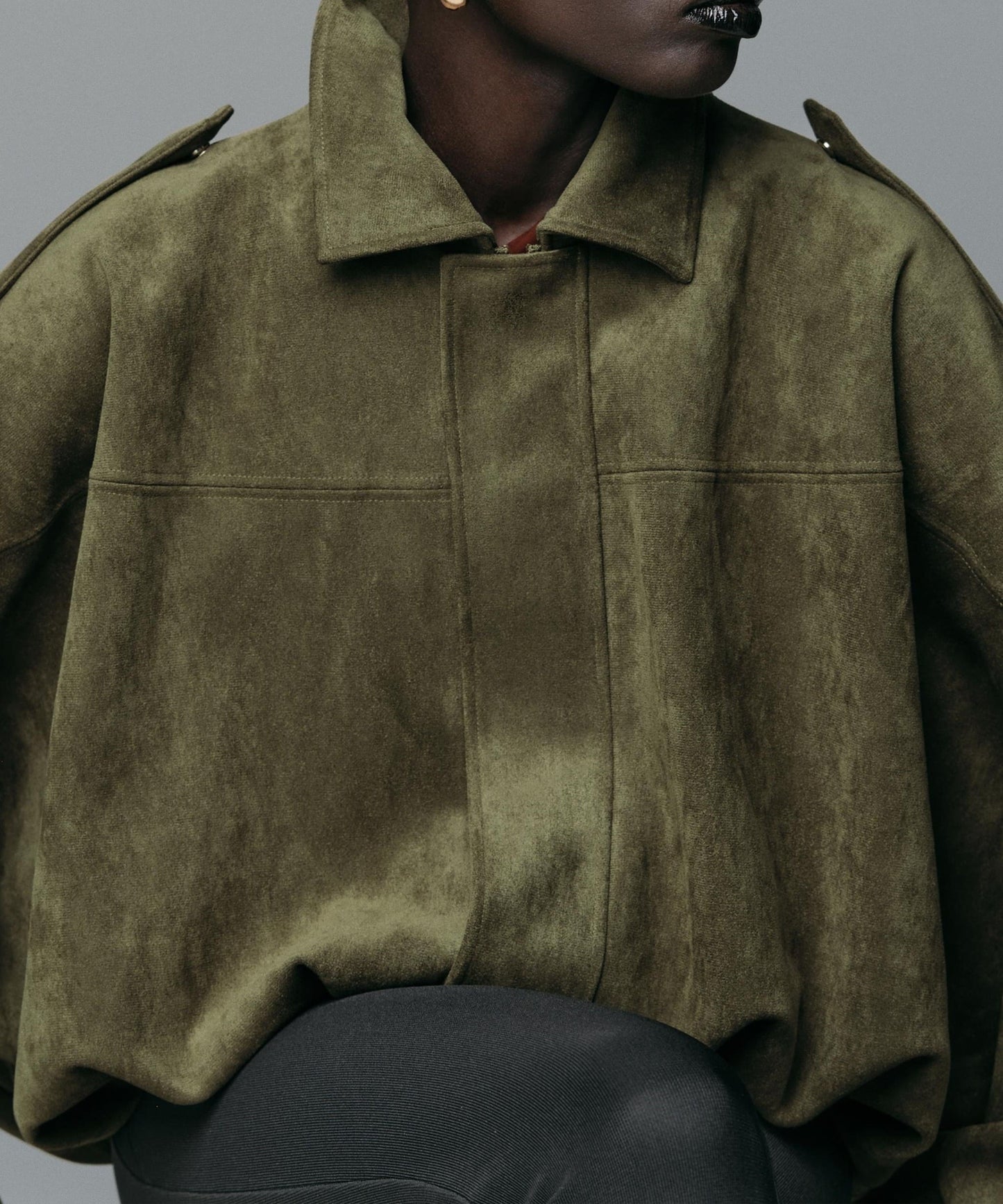 Suede Bomber Zipper Pilot Oversized Jacket