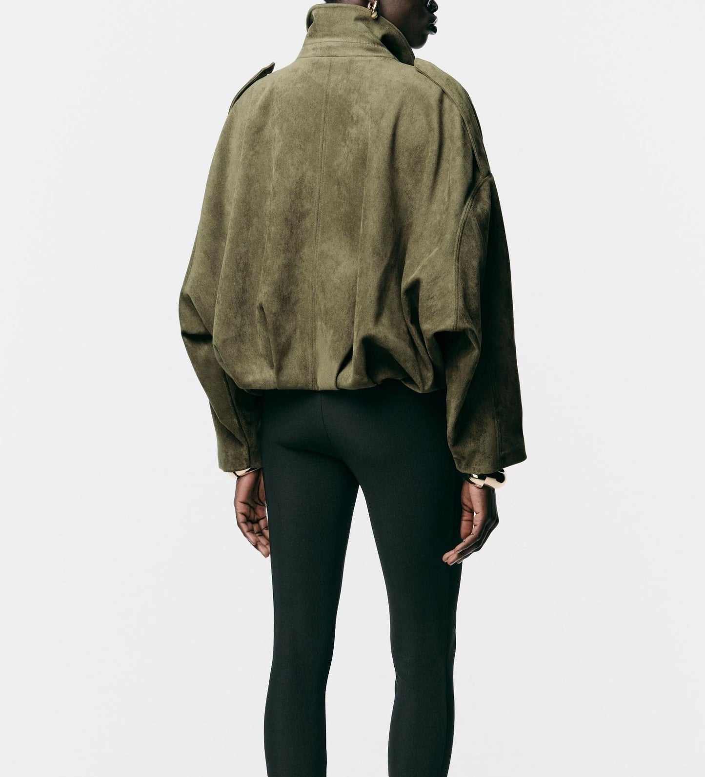 Suede Bomber Zipper Pilot Oversized Jacket