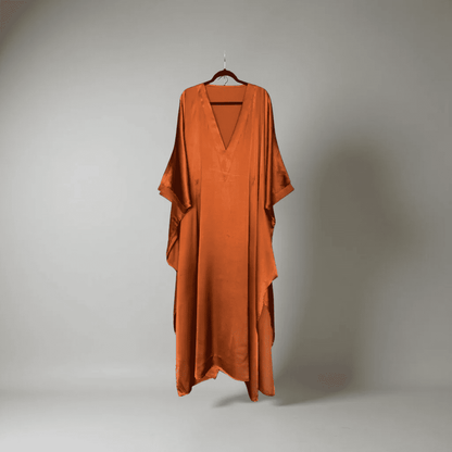 Silk satin mid-length sleeve dress