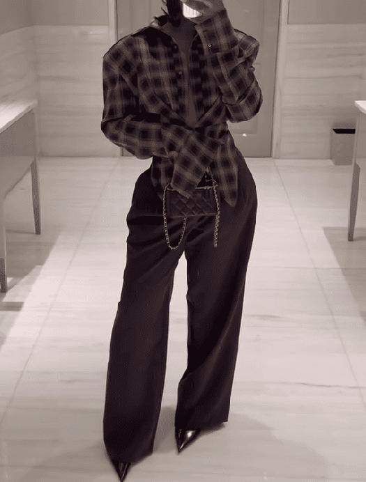 Brown plaid coat + trousers set