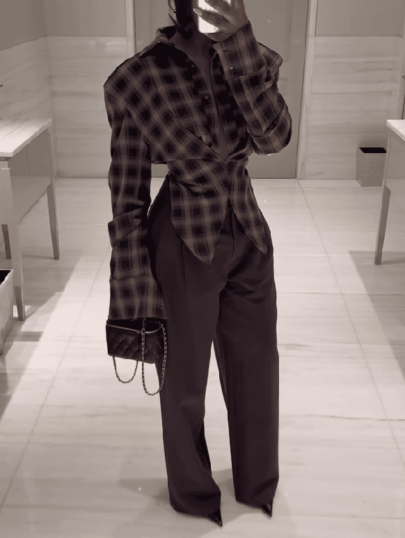 Brown plaid coat + trousers set