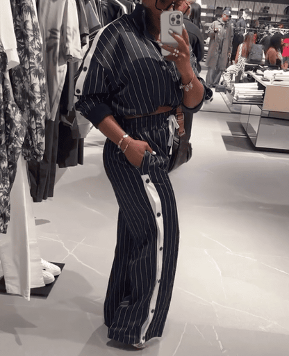 Navy Pinstripe Set