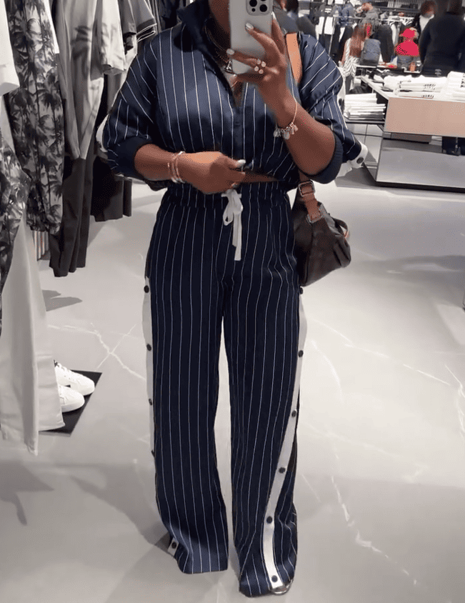Navy Pinstripe Set