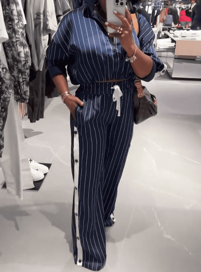 Navy Pinstripe Set