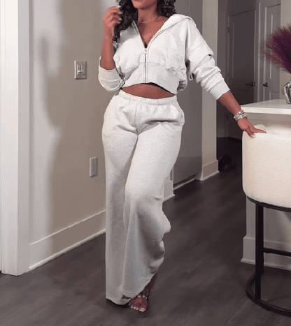 Zip-up Hoodie & Drawstring Pocket Pants Set