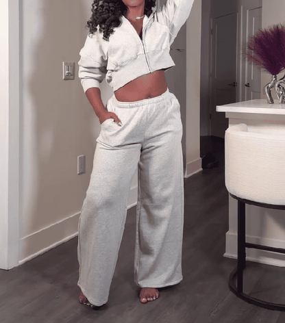Zip-up Hoodie & Drawstring Pocket Pants Set
