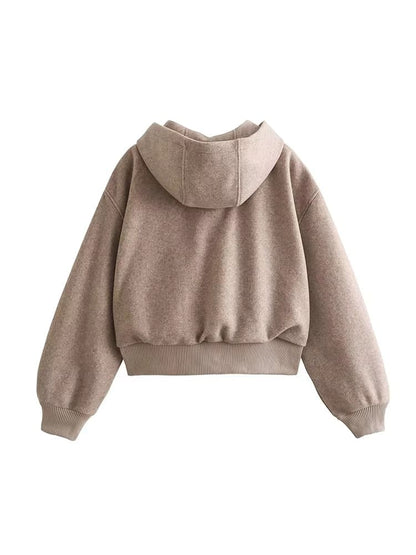 Beige Hooded Wool Jacket