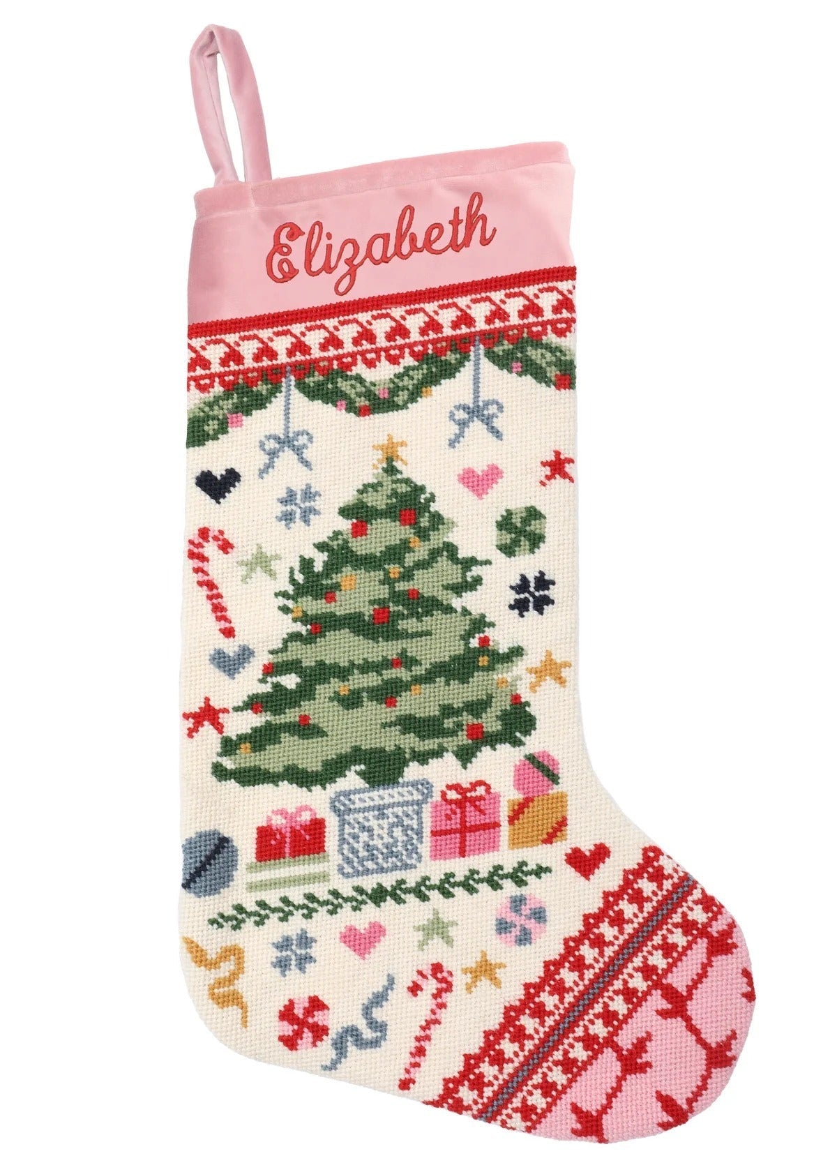 Velvet Cuff Christmas Tree Stocking