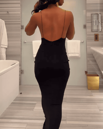 Velvet Backless Maxi Dress