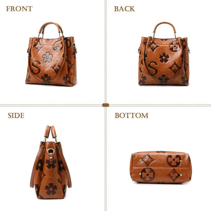 Vintage Embossed Genuine Leather Tote
