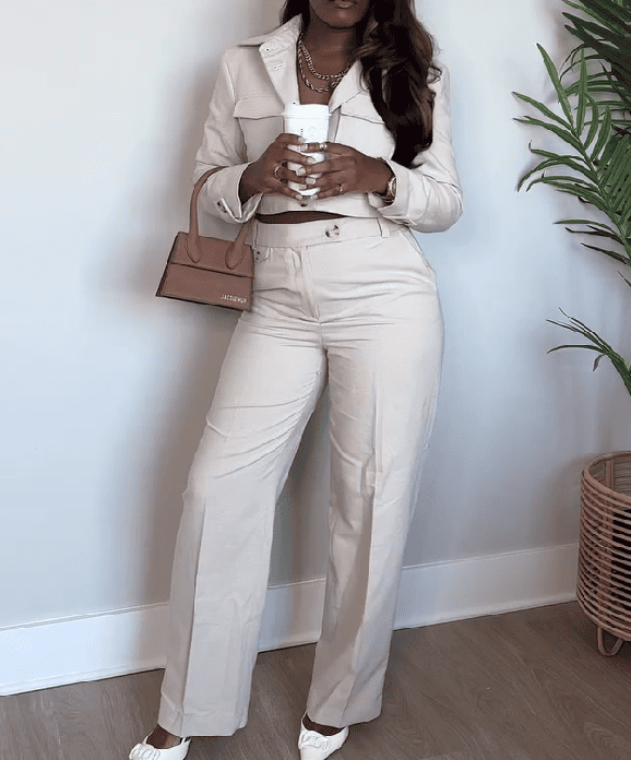 Cropped Jacket And Trousers Suit