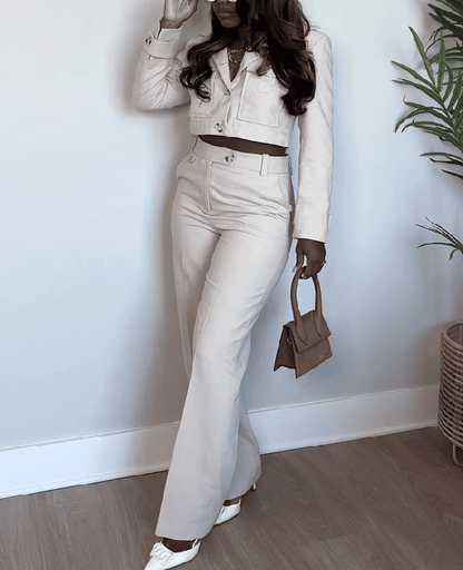 Cropped Jacket And Trousers Suit