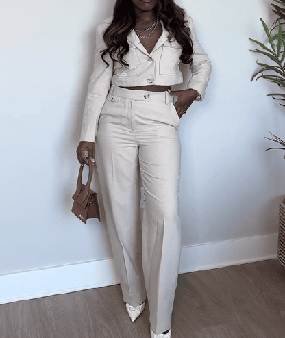 Cropped Jacket And Trousers Suit
