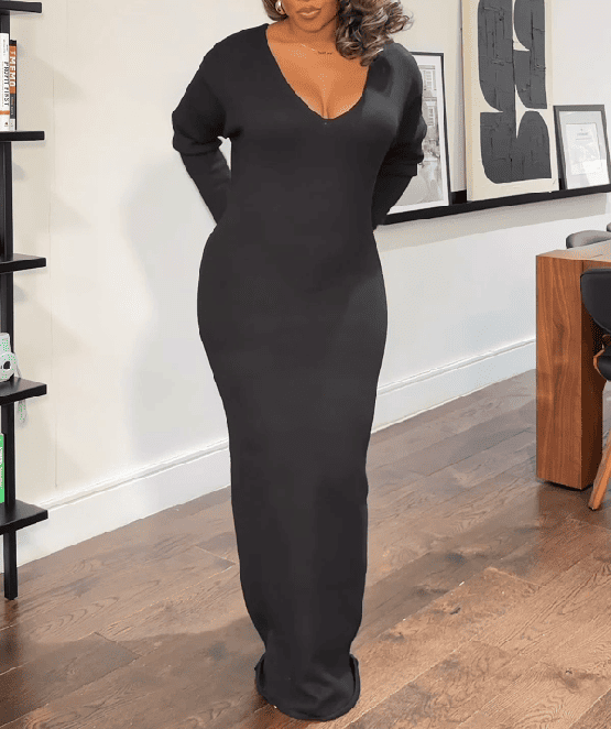V Neck Long Dress