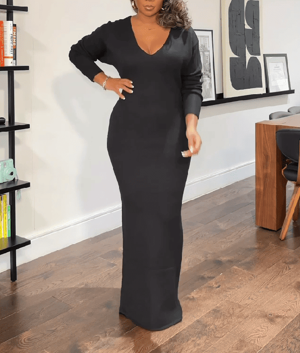 V Neck Long Dress