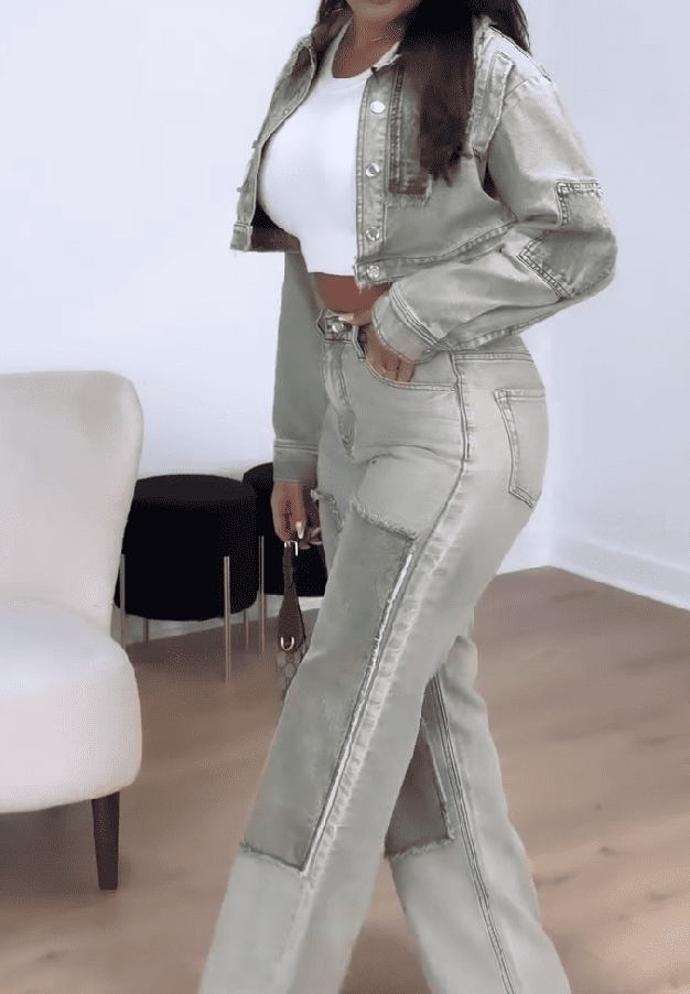 Patchwork Denim Suit