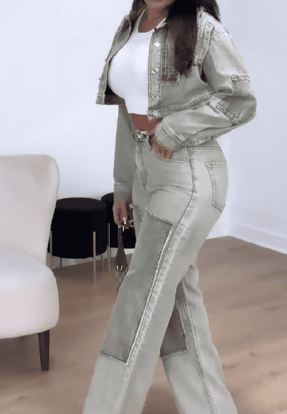 Patchwork Denim Suit