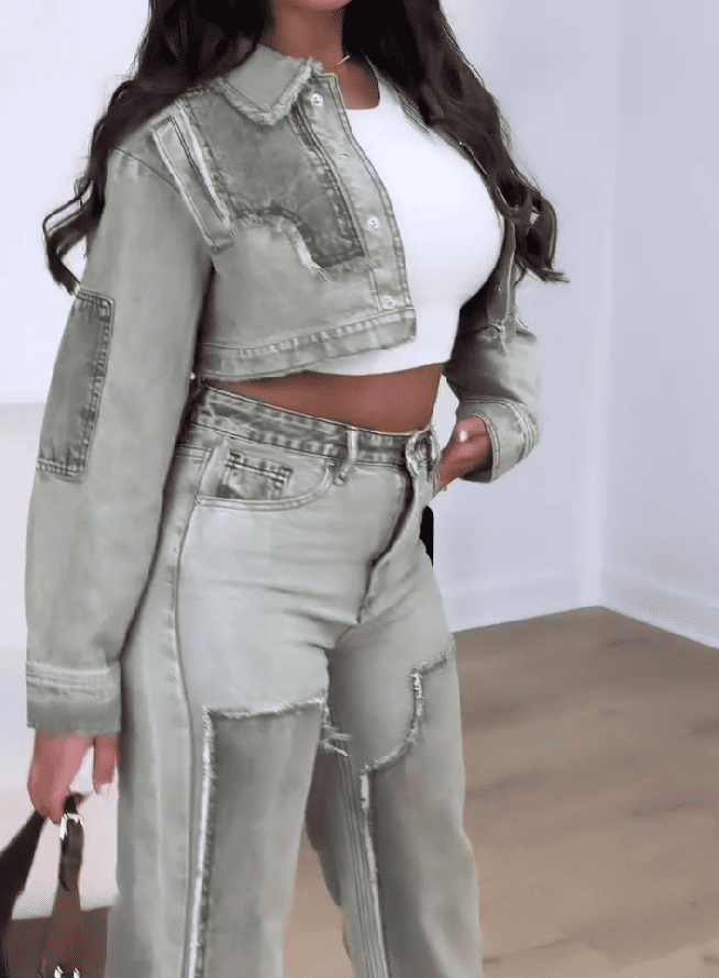 Patchwork Denim Suit