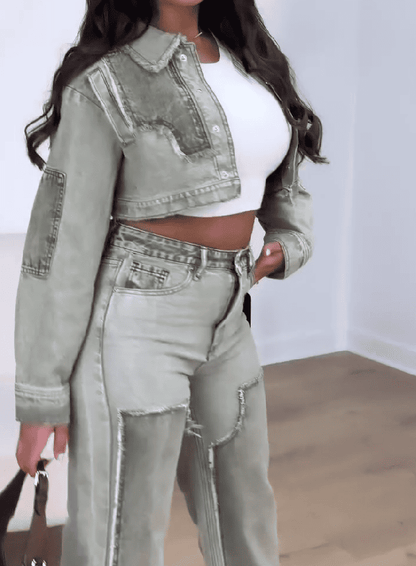 Patchwork Denim Suit