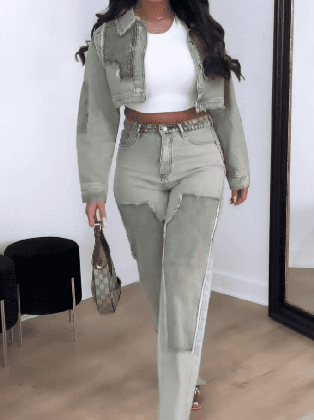 Patchwork Denim Suit