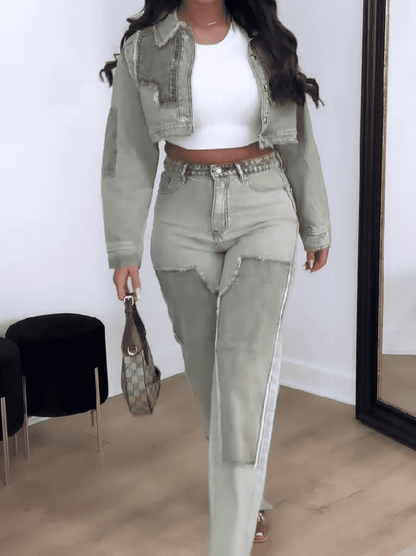Patchwork Denim Suit