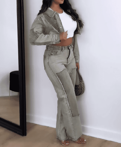 Patchwork Denim Suit
