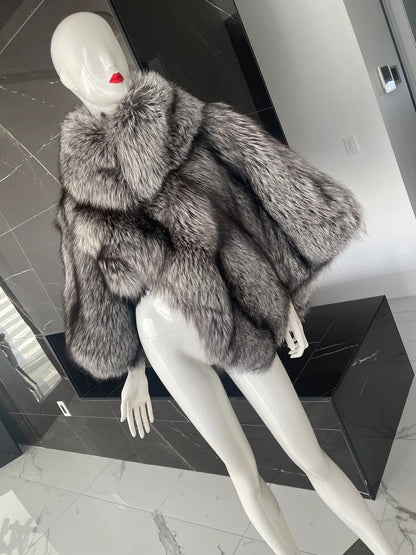 Georgia Fox Fur Poncho