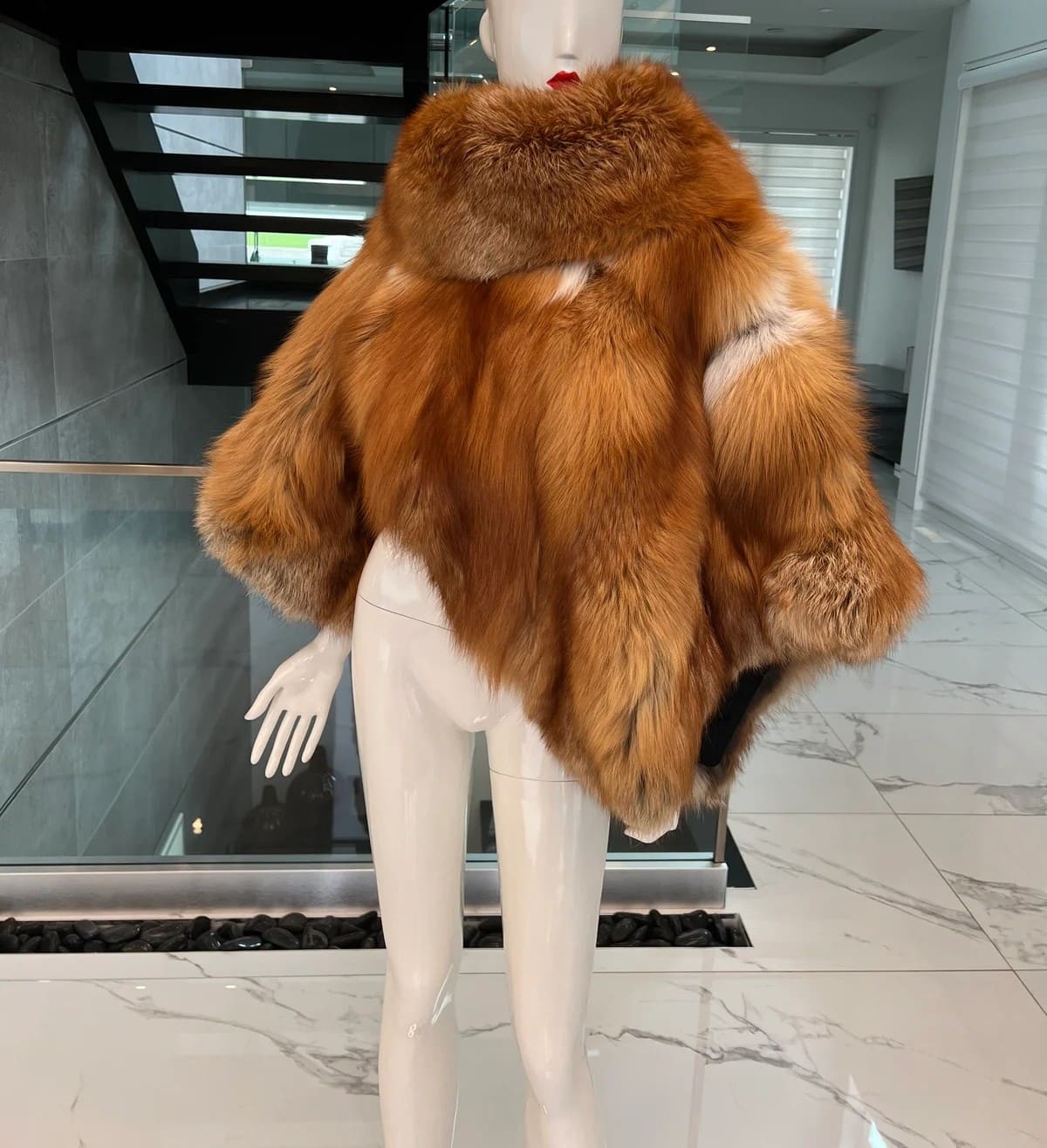 Georgia Fox Fur Poncho