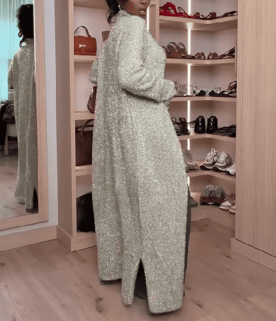 Metallic long-sleeved sweater