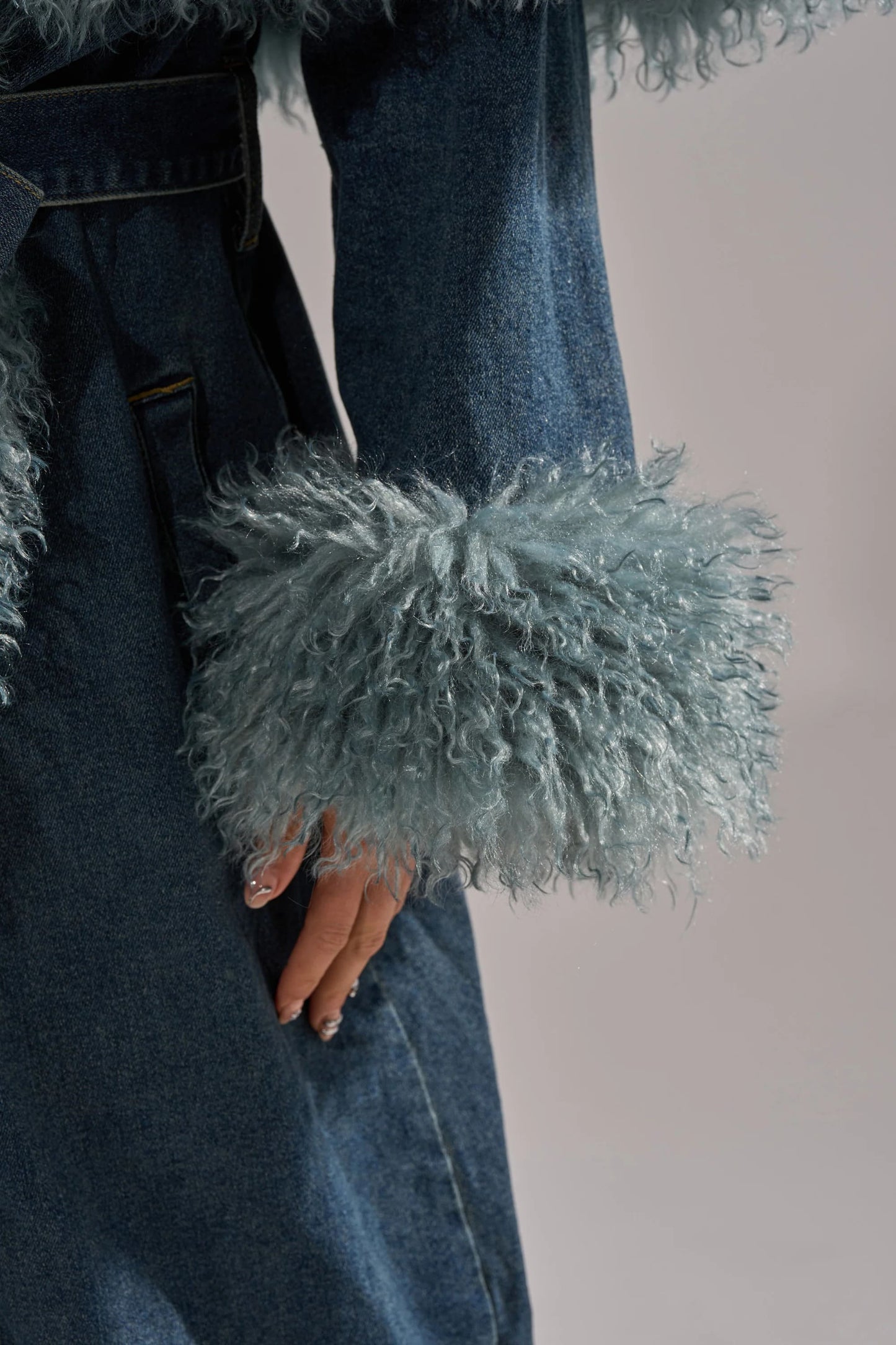 Moxie Fur Trim Denim Trench