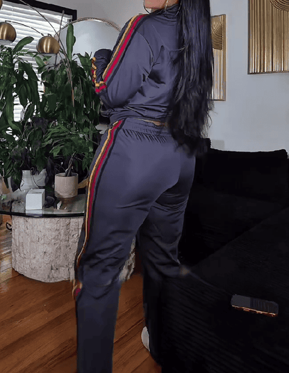 Striped Zipper Tracksuit