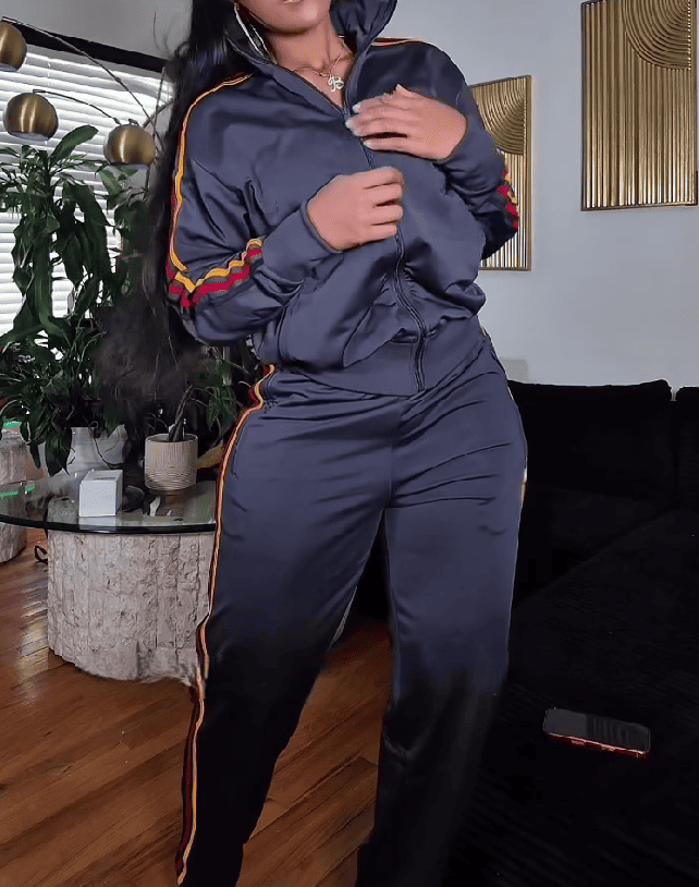 Striped Zipper Tracksuit
