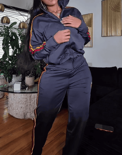 Striped Zipper Tracksuit