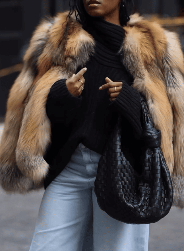 Crystal and Silver Fox Collarless Coat