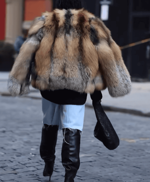 Crystal and Silver Fox Collarless Coat