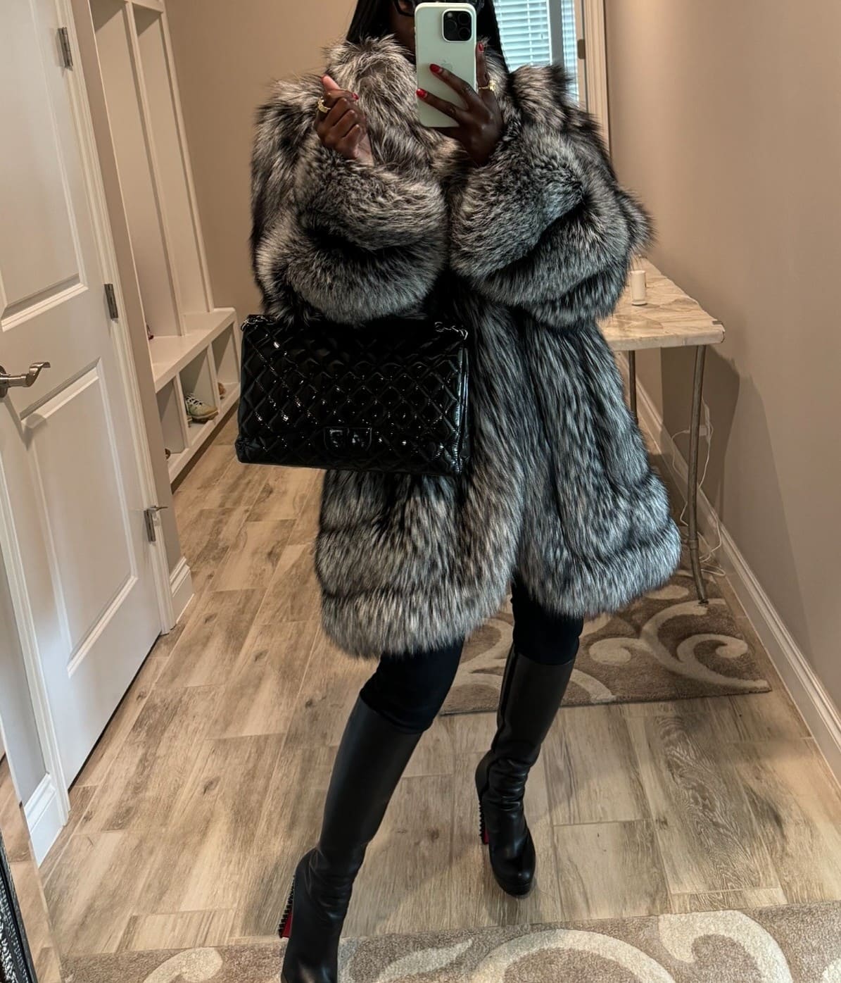 Luxury Scandinavian Silver Fox Fur Jacket