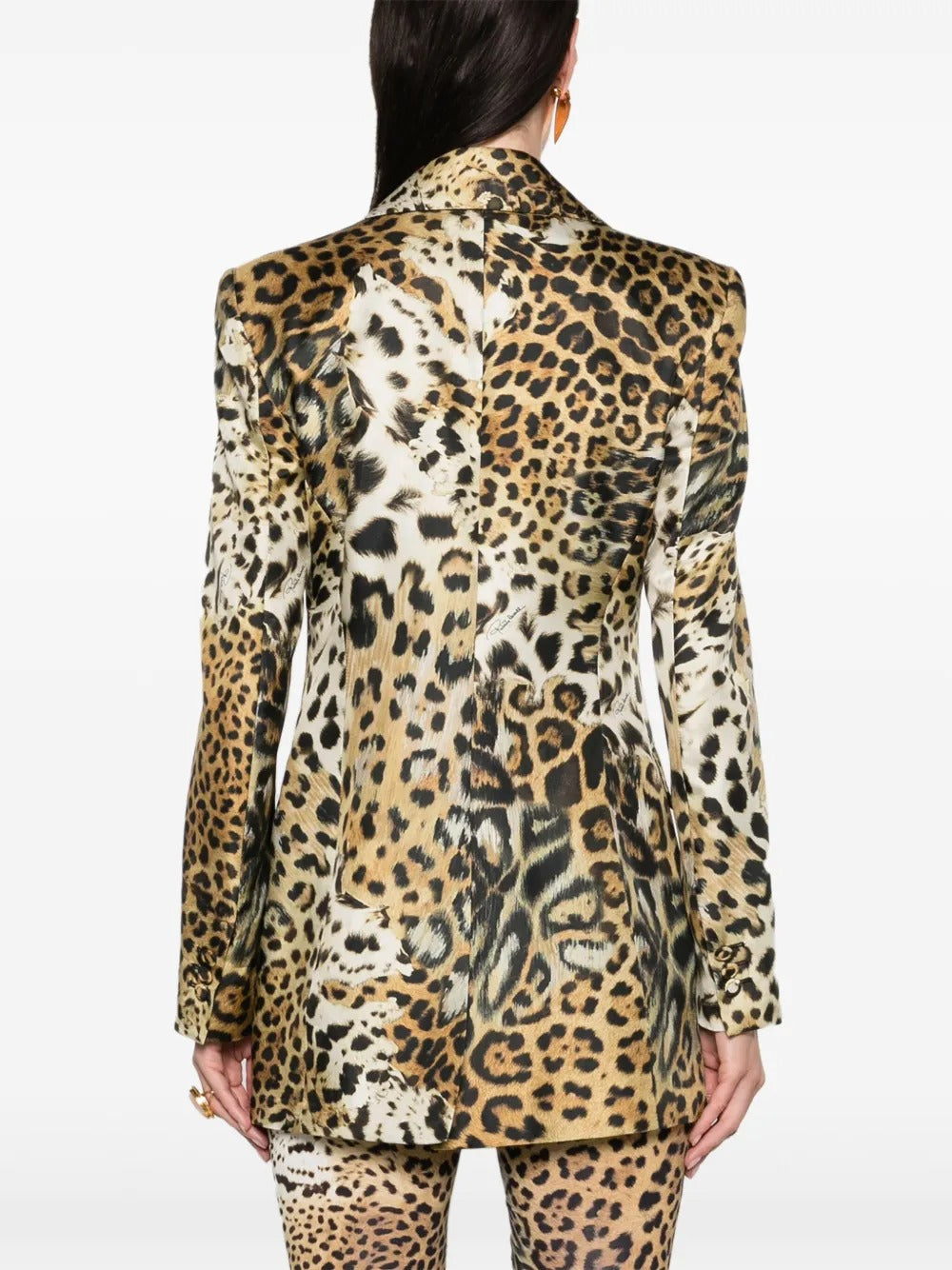 Jaguar Skin-print silk blazer and flared pants set