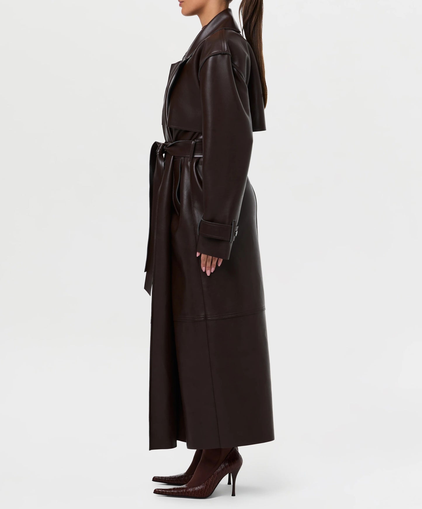 Vegan Leather Trench Coat