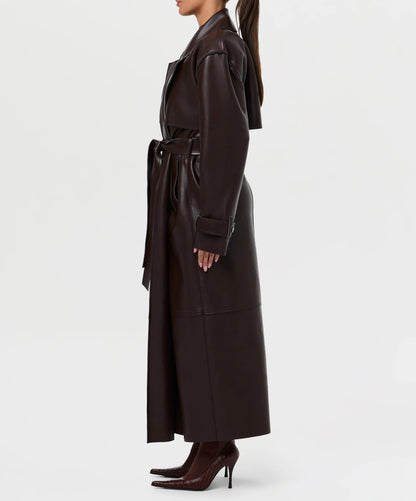 Vegan Leather Trench Coat