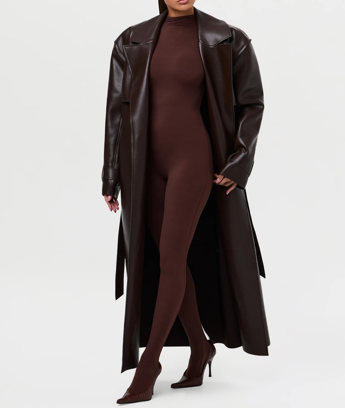 Vegan Leather Trench Coat