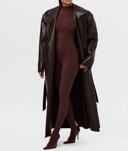 Vegan Leather Trench Coat
